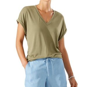 Kauai Soft Stretch Knit Jersey V-Neck Short Sleeve T-Shirt L